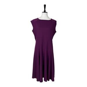 Lands’ End Dress A-line Cap Sleeves Midi Plum Purple Women’s Size L/P 14-16